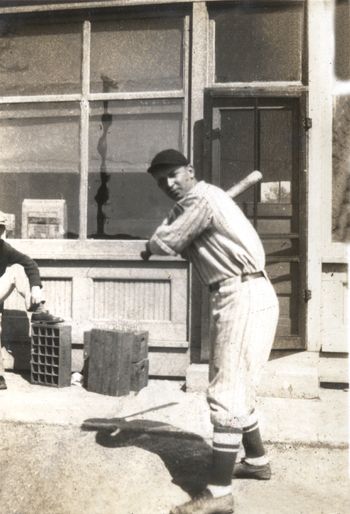 Stanley Tutaj played in the minors for the Cleveland Indians. Here he is in front of the store. The whole family were huge baseball fans at the time. Stanley was born in 1906 and died in 1986. He was a corporal in the US Army during WWII
