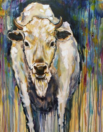 "Calling (White Buffalo Calf) 22'' x 28'' Acrylic on canvas Sold (prints available)

