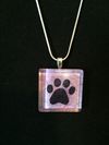 Glass Tile One Paw Print Necklace