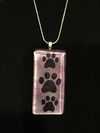 Glass Tile Three Paw Print Necklace