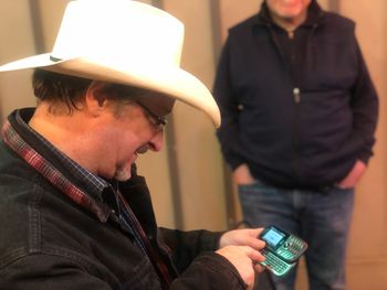 Randy Mason showing off his "Smart Phone" lol
