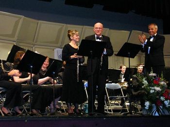 Jan performing a duet with Jack Weinberg (oboe) in a concert with the Tricounty Symphonic Band - June 2007
