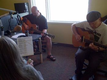 Tuning up for the interview @ 97.7 The Beach
