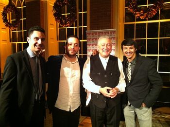 At the Evermay Estate after sitting in with Paquito D'Rivera. L-R: Alex Brown, Yotam Silberstein, Paquito, and Elijah
