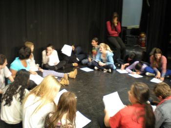 Cast member Starr works with a group of NYC Middle School Students. January 16, 2013; NYC.
