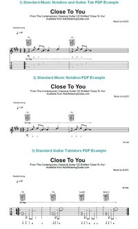 ALDO Relaxing Guitar 'Close To You' Three Version Guitar Music Notation and Tablature PDF Zip File Download