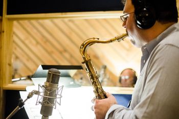 Recording with David Liebman at Bunker Studio for the Individuation sessions.  Photo by Luis Ruiz.
