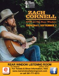 ZACH CORNELL LIVE! At The Rear Window