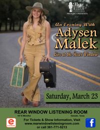 An Evening With ADYSEN MALEK Live at the Rear Window