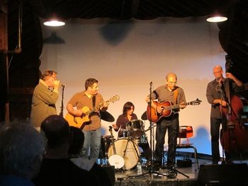 John B. Sebatian, let, Adam Traum, April Traum, Happy Traum and Jack Hines play at the Byrdcliffe Festival June 16th, 2013.
