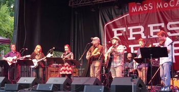 Here are Adam M. Traum and Happy Traum (center) doing “Long Black Veil” with Justin Moses, Alison Brown, Sierra Hull, Garry West and Stuart Duncan.
