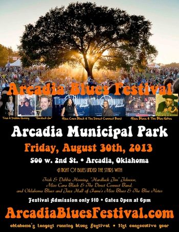 Official Poster for 2013 Arcadia Blues Festival!
