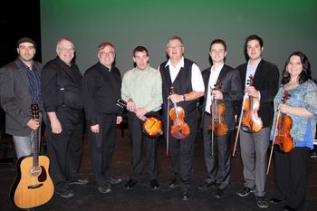 The Calvin Vollrath Orchestra. L/R Clinton Pelletier, Les Vincent, Trent Bruner, Jeremy Rusu, Calvin, Mark Sullivan, Daniel Gervais, Patti Lamoureux