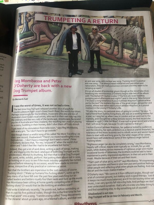 Rhythms Magazine article by Bernard Zuel