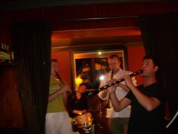 Swiss clarinet madness, with Simon Wyrsch (clarinet), Michael Vitali (drums), Linus Wyrsch (clarinet). Queens, New York City