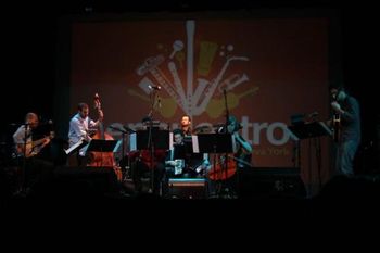 With extended Parias Ensemble, performing at Museo del Barrio, New York City. With Daniel Reyes (guitar), Pascal Niggenkemper (bass), Franco Pinna (drums), Emilio Teubal (accordion), Luis Lanes (guitar)