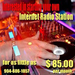 Please contact us if you have any questions on starting your very own internet radio station.
It's easier than you think, Call Us at:
904-686-1057
Ask for: Gene Or Micki
