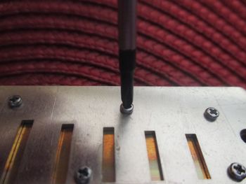 Using a small screwdriver, the reed plates can be removed from the comb. They are self tapping so they run through both upper and lower reed plates.