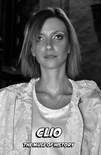 Clio (The Muse of History) as seen in the short film "Darwin's Tears". She lives in a metaworld beyond ours. Clio is guilty of consuming a sapphic relationship with her sisters Urania and Euterpe. As they realize their sin, they shed one black tear each in a pool of water which generates the dark world in which our story takes place.