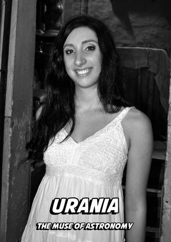 Urania (The Muse of Astronomy) as seen in the short film "Darwin's Tears". She lives in a metaworld beyond ours. Urania is guilty of consuming a sapphic relationship with her sisters Clio and Euterpe. As they realize their sin, they shed one black tear each in a pool of water which generates the dark world in which our story takes place.