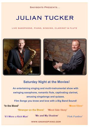 "Saturday Night at the Movies"
An entertaining singing and multi-instrumental show.
Film Songs with a Big Band Sound!