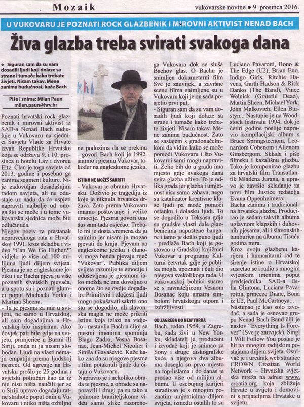 Vukovarske Novine December 9, 2016.