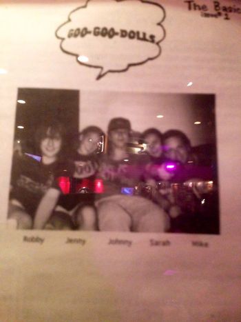 Here's the Goo Goo Dolls fan club promo stuff, drum stix, & guitar we donated to the Hard Rock Cafe Niagara Falls back in 1996. I created and drew those newsletters & one of the close ups of the newsletter is a black & white copy of a photo of Robby, me, Johnny, Sarah & Mike Goo. Also included is the hair of Mr. G Clinton in which I've performed with, too- so yes I've been in the music scene since a wee one & I'm still here bringin' tha action