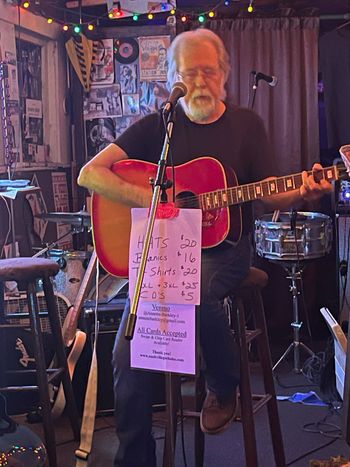 Gordie Stewart, long time bartender at Brown's Diner and fabulous singer/songwriter plays some of his original songs Sept. 10, 2021 photo by Debbie Weyerbacher