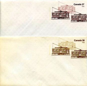 Pre-paid envelopes. The reverse advises: Built by Ottawa Car Mfg. Co. Ltd. in the early 1900s, street car 423 was specifically designed as a mail-handling car. The vehicle was 36½ feet long, 10½ feet high and eight feet wide. It was converted to a wrecking car about 1912 and later equipped as a sand car