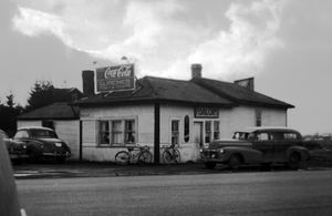 The former Schomberg Junction station about 1960, looking west. Ross Robertson Collection, Metro Toronto Reference library.