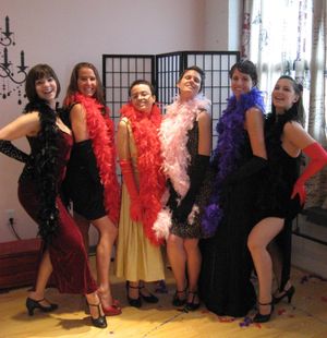 Brigitte Bisoux and Stella Diamond pose with students.