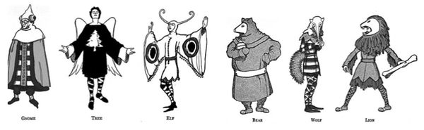 Costumes used in The Evergreen Tree, a Christmas Masque performed in 1917