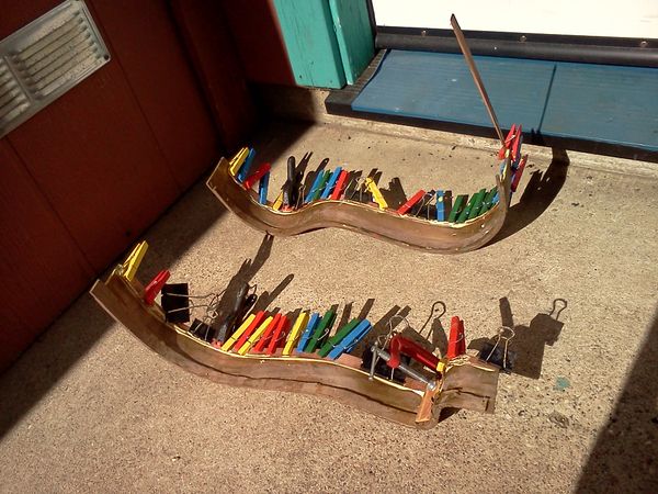 7/6/14 - sweet sixteen - The glued in top lining strips are dry. And here are the back lining strips glued in, waiting for the glue to dry.
