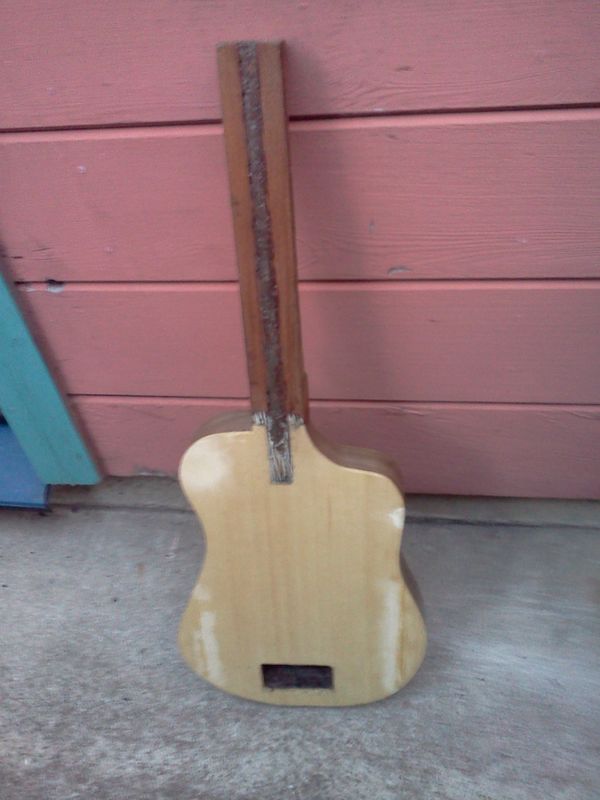 7/2/14 - #14 - a little scraping and filling on the yellow cedar top