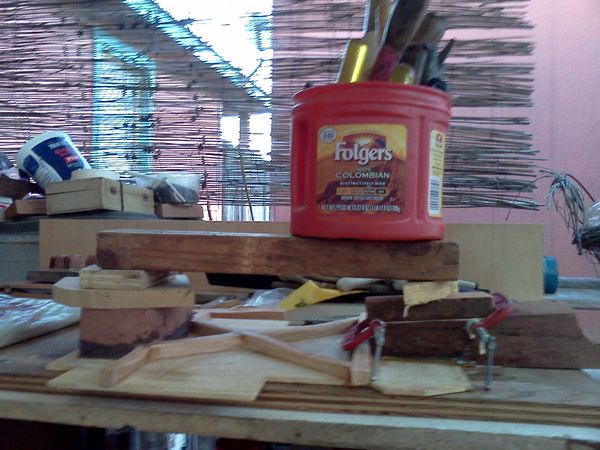 7/2/14 - Sweet Sixteen - Here is a neck block spacer being glued on.