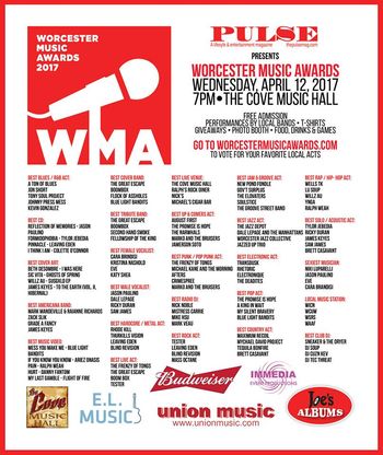 Worcester Music Awards, 2016: What an amazing honor, to see the music nominated! Music has it's own journey, like all artistic creations. <3 Please vote your heart, with great thanks!