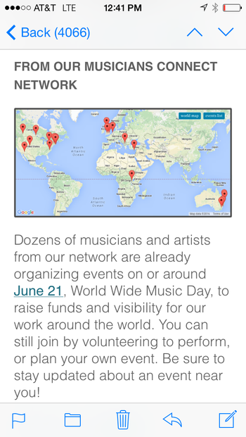 "World Wide Music Day" and some of the locations it was my pleasure to encourage active participation therein!