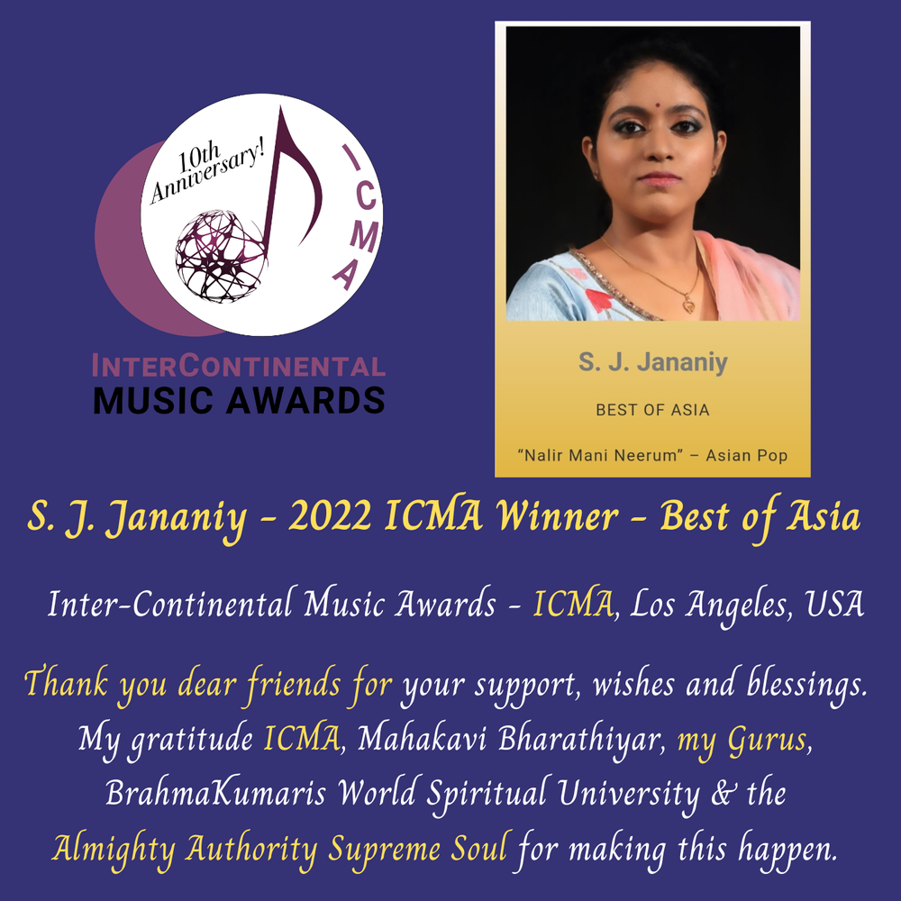 ICMA Winner 2022 - Best of Asia - "Nalir Mani Neerum" - Poem written by Mahakavi Bharathiyar - Composer, Music Producer, Arranger & Singer - S. J. Jananiy