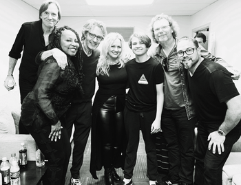 Performing with Rick Springfield, with Kip Lennon, Amy Keys, Antonio Sol, also pictured Chad Cromwell and Jude Stacey