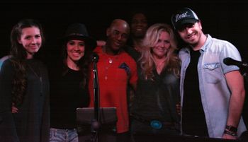 “Songwriters in the round” Special guest Jaslyn Edgar, Nikki Leonti Edgar, Dorian Holley, me and Ryan Edgar. Genghis Cohen 2/16
