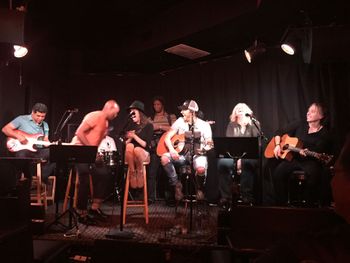 Having too much fun at Genghis Cohen 2/16. Roberto, Dorian Holley, Nikki Leonti Edgar, Ryan Edgar, me and David Walsh