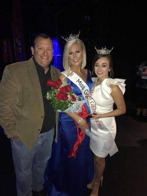 My daughter Karen, Miss Greensboro 2018 (right) and I presenting the very first MCS Scholarship to Isabella Noelle Gaines, Miss Goldsboro 2019.