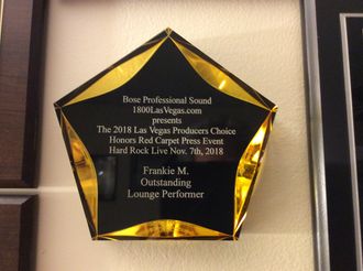 Outstanding Lounge Performer 2018 Las Vegas Producers Choice Honors Red Carpet Press event Hard Rock Live Nov. 7, 2018