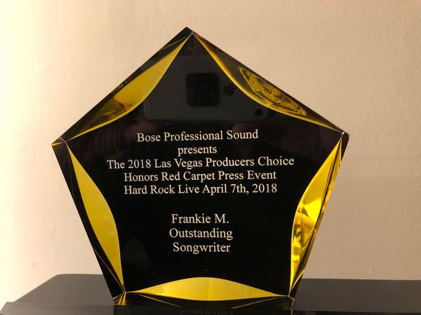 Outstanding Song Writer 2018 Las Veogas Producers Choice Honors Red Carpet Press event Hard Rock Live April 7, 2018