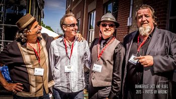 "Harp Attack", a showcase that featured myself along with l to r Roly Platt, Larry Kurtz and Harpdog Brown. Orangeville Blues Fest, 2015.