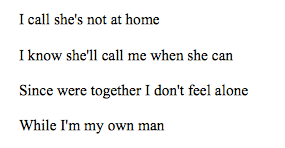 Lyric Sheet, no chord spaces