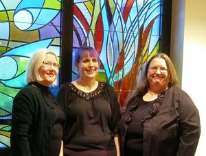 Our wonderful altos (yes, Ananda is both here and with the tenors)--Laura (Aurora), Carrie (Cecily) and Ananda (Kadhrin).