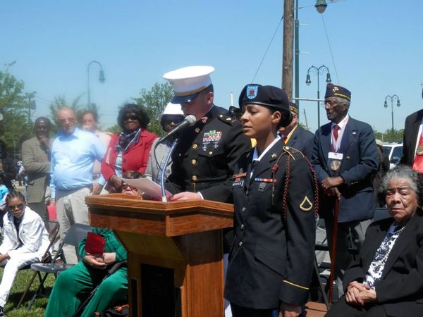 The reading of President Obama's Proclamation with my daughter now Staff Sergeant Mckenzie standing guard