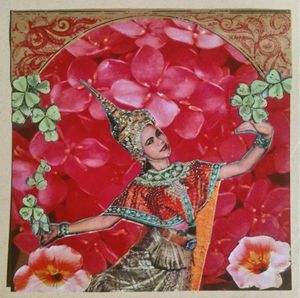 Mai Thai. That's a painted bamboo arch she's dancing under. So happy in her alternate universe.