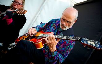 jazz guitarist on quartet gig